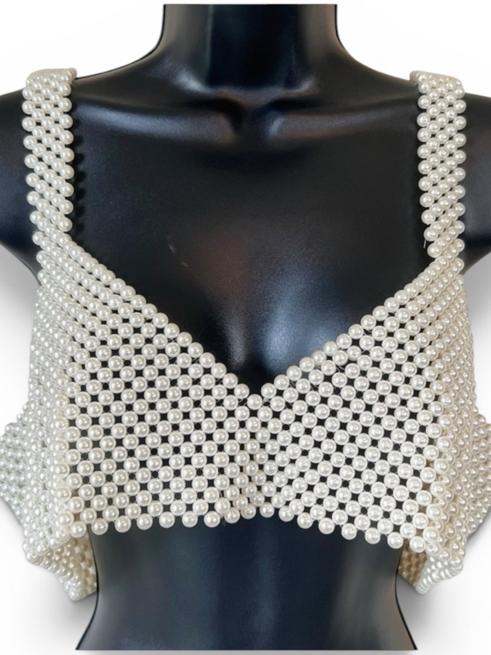 Pearl body chain coquette bralette